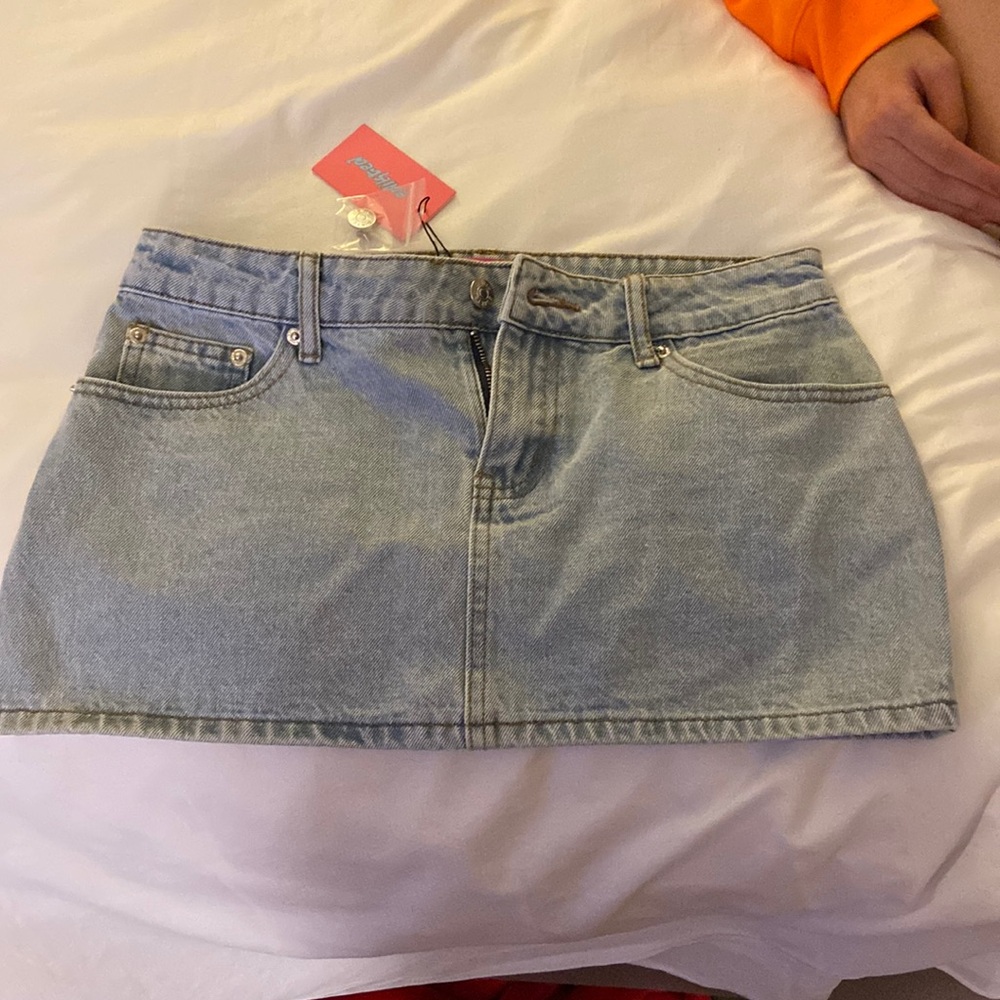 edikted chairs denim micro skirt